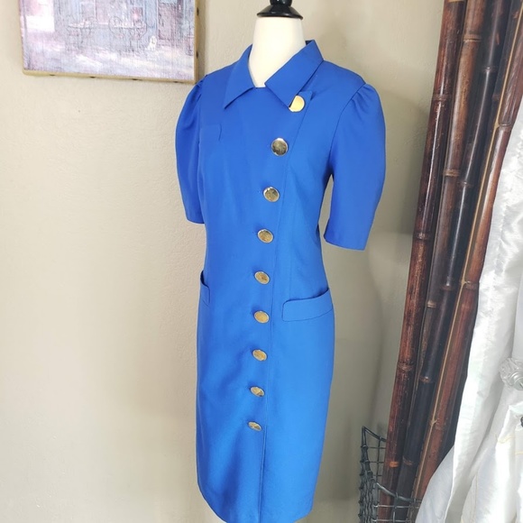 Vintage Louis Feraud ~ Blue w/ Gold Button… - Picture 2 of 3